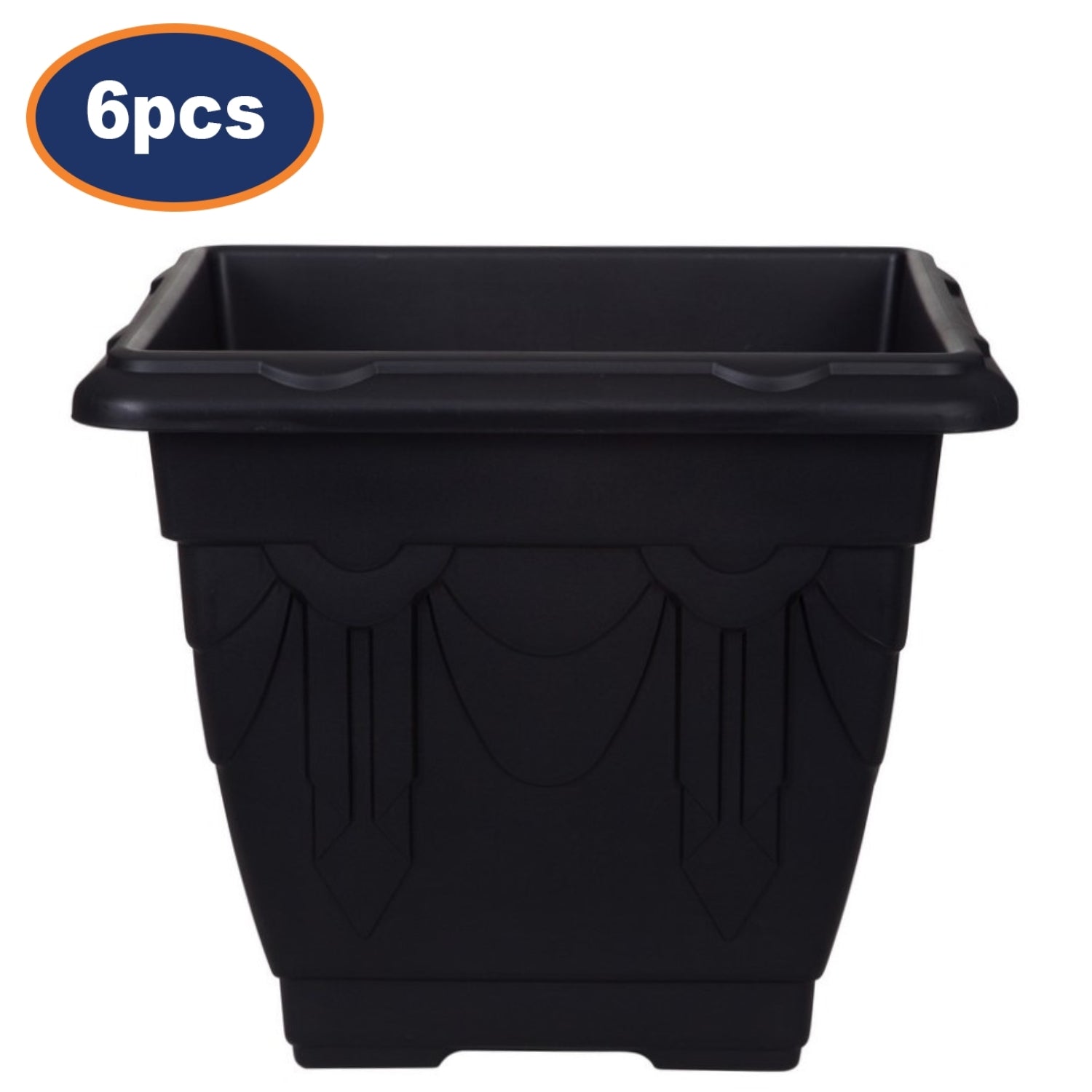 6Pcs 30cm Plastic Planter Square Black Garden Basket