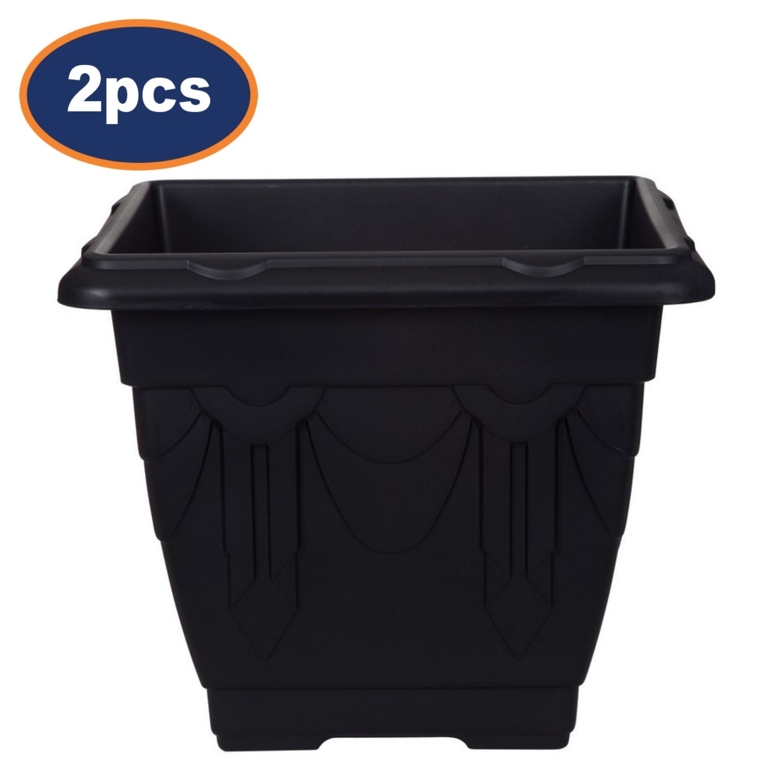 2Pcs 22cm Plastic Planter Square Black Garden Basket