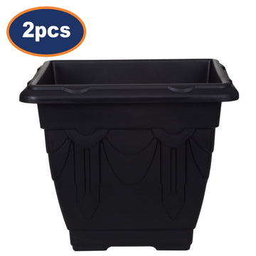 2Pcs 22cm Plastic Planter Square Black Garden Basket