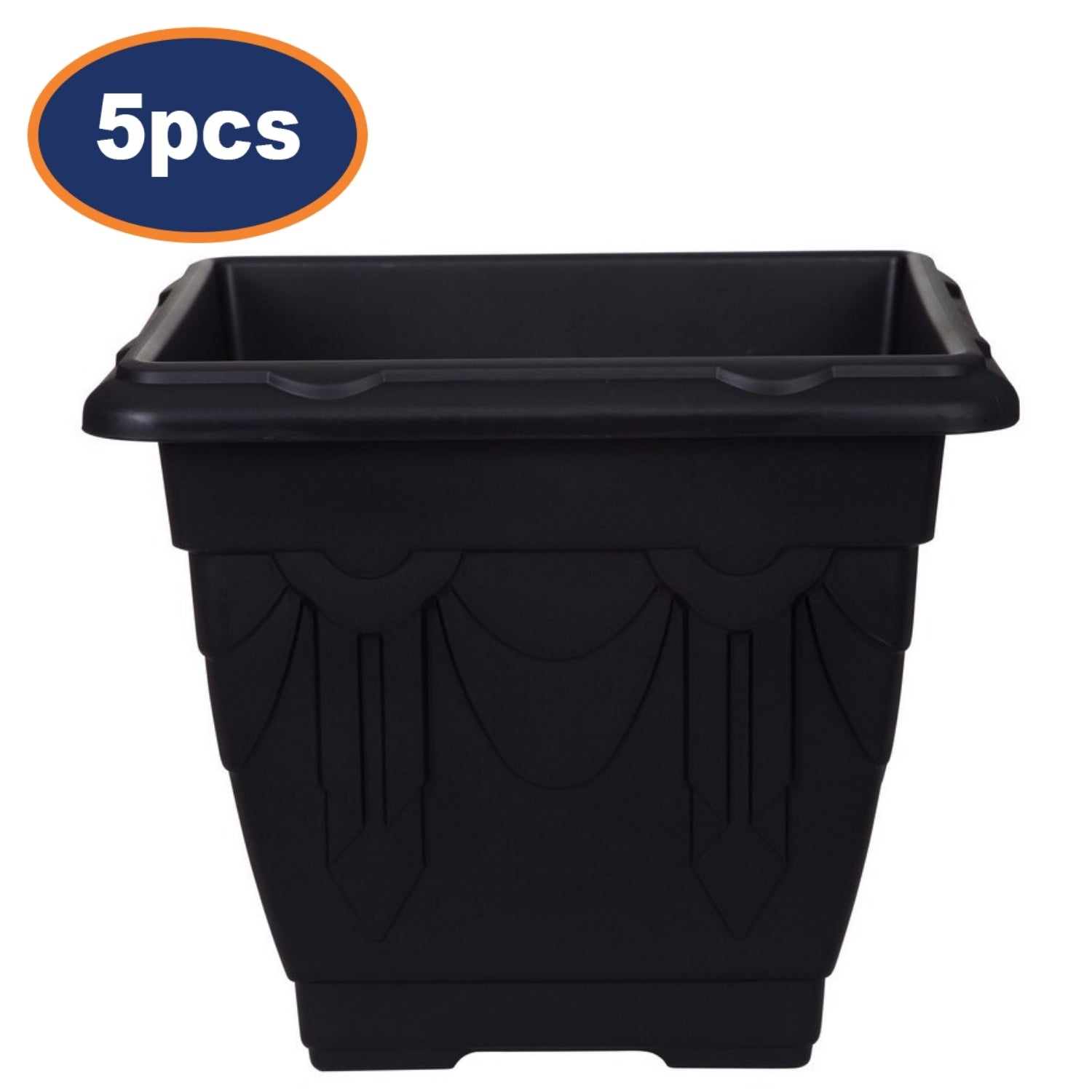 5Pcs 22cm Plastic Planter Square Black Garden Basket