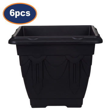 6Pcs 22cm Plastic Planter Square Black Garden Basket