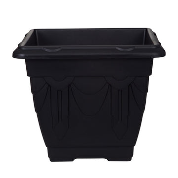 22cm Plastic Planter Square Venetian Black Garden Basket