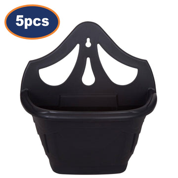 5Pcs 31cm Wall Hanging Planter Plastic Black Garden Basket