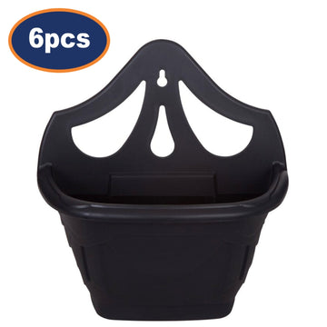 6Pcs 31cm Wall Hanging Planter Plastic Black Garden Basket