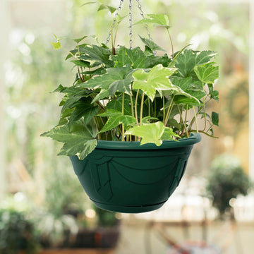 6Pcs 32cm Green Hanging Round Plastic Planter