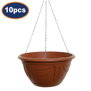 10Pcs 32cm Green Hanging Round Plastic Planter