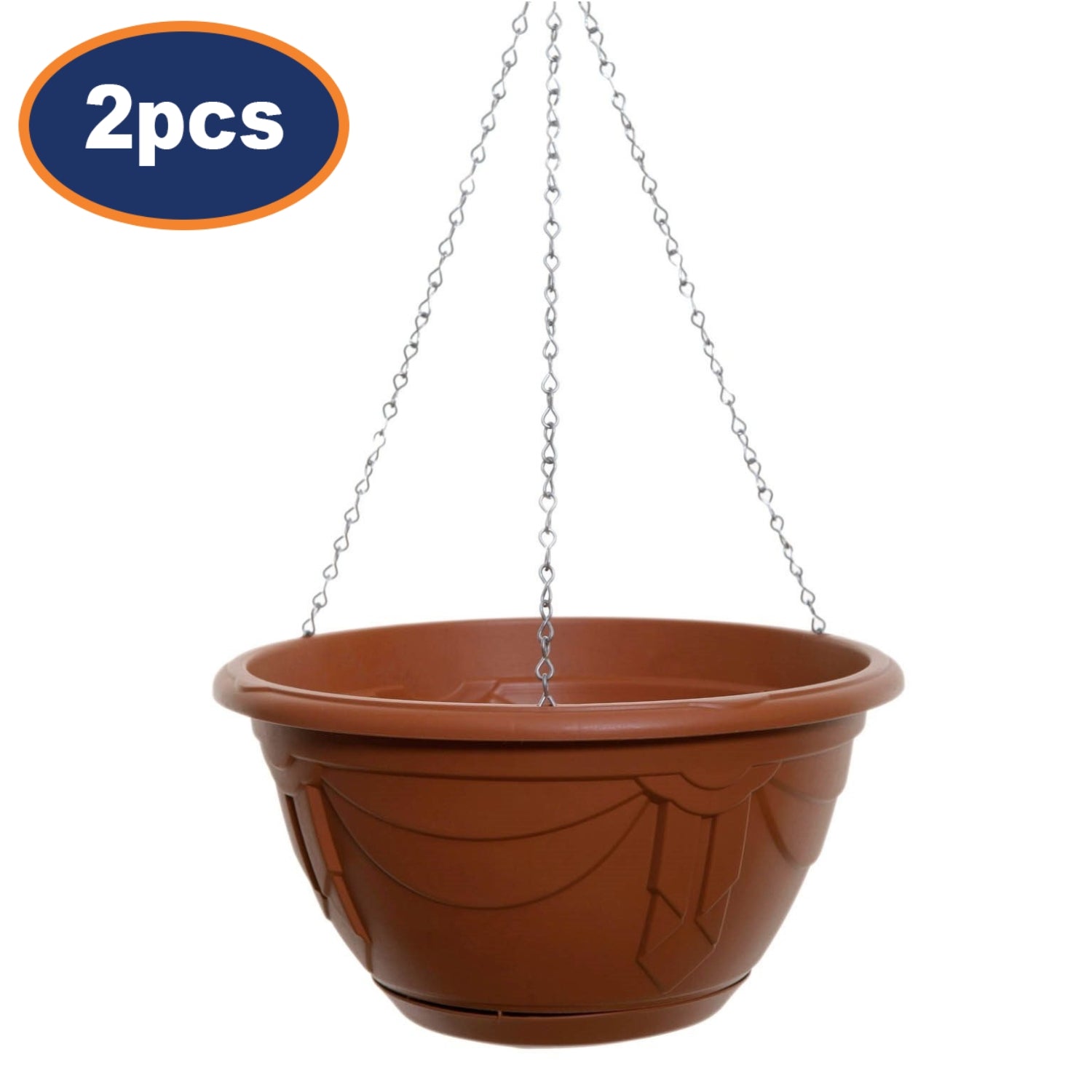 2Pcs 32cm Terracotta Venetian Hanging Round Plastic Planter