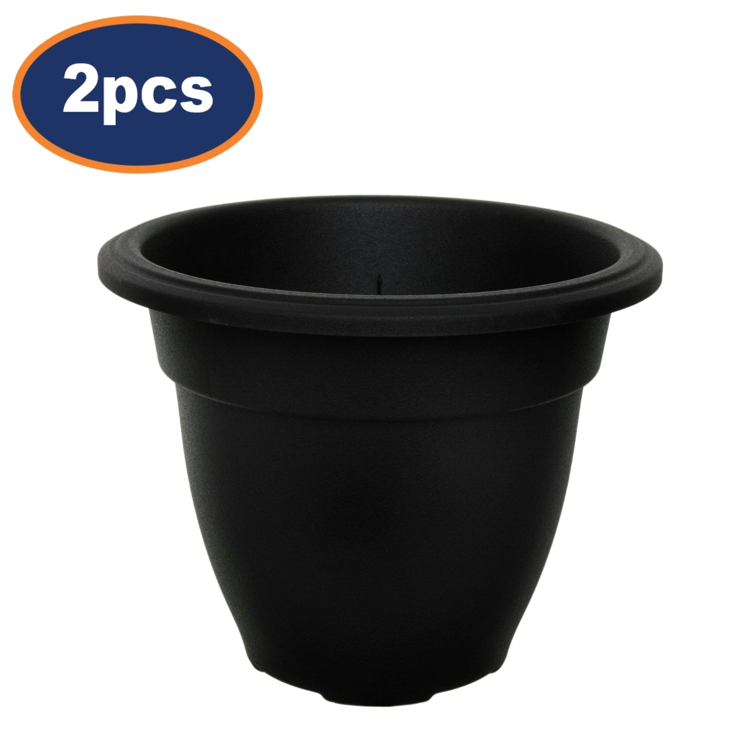 2Pcs 20cm Plastic Black Bell Planter Round Flower Plant Pot