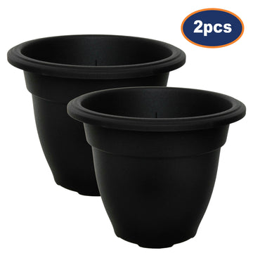 2Pcs 20cm Plastic Black Bell Planter Round Flower Plant Pot