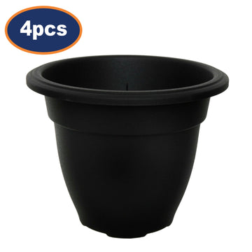 4Pcs 20cm Plastic Black Bell Planter Round Flower Plant Pot