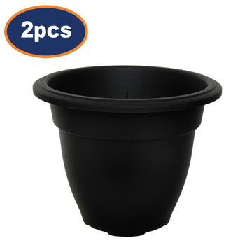 2Pcs 20cm Plastic Black Bell Planter Round Flower Plant Pot