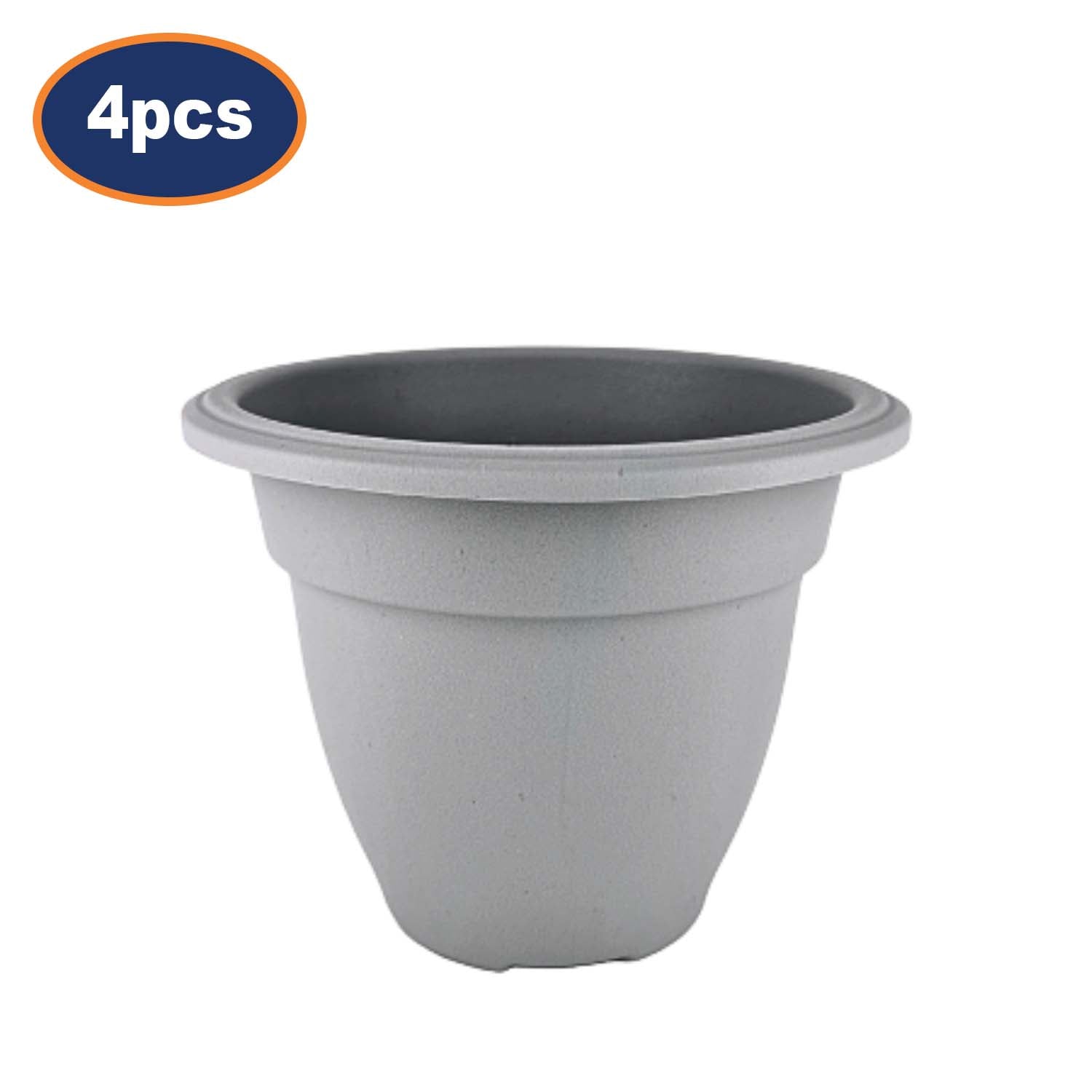 4Pcs 20cm Grey Plastic Round Planter