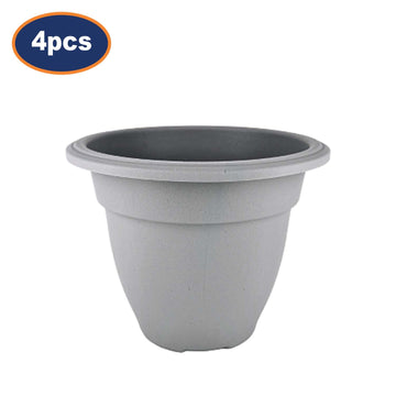 4Pcs 20cm Grey Plastic Round Planter