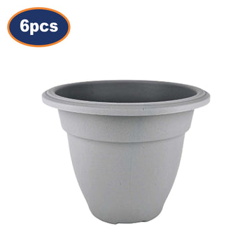 6Pcs 20cm Grey Plastic Round Planter