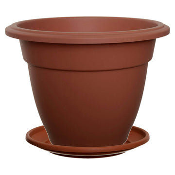 6set 30cm Basic Round Brown Bell Planter & Drip Saucer Tray