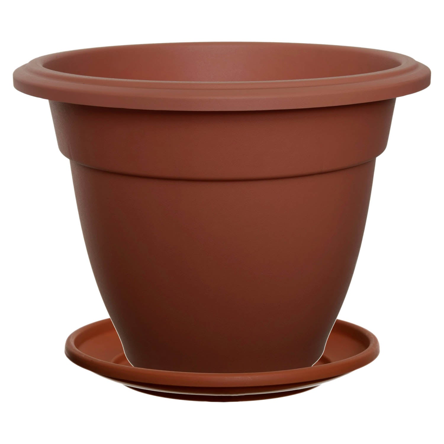 30cm Basic Round Brown Bell Planter & Drip Saucer Tray