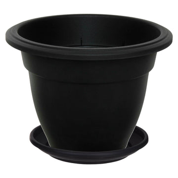 30cm Basic Round Black Bell Planter & Drip Saucer Tray