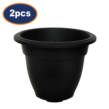 2Pcs 30cm Plastic Black Bell Planter Round Flower Plant Pot