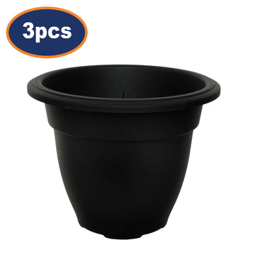 3Pcs 30cm Plastic Black Bell Planter Round Flower Plant Pot