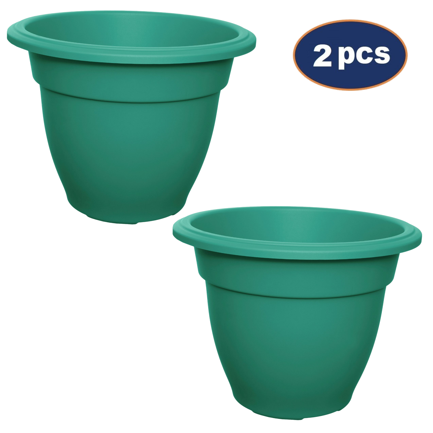 Set of 2 30cm Bell Pot Planter Round Green