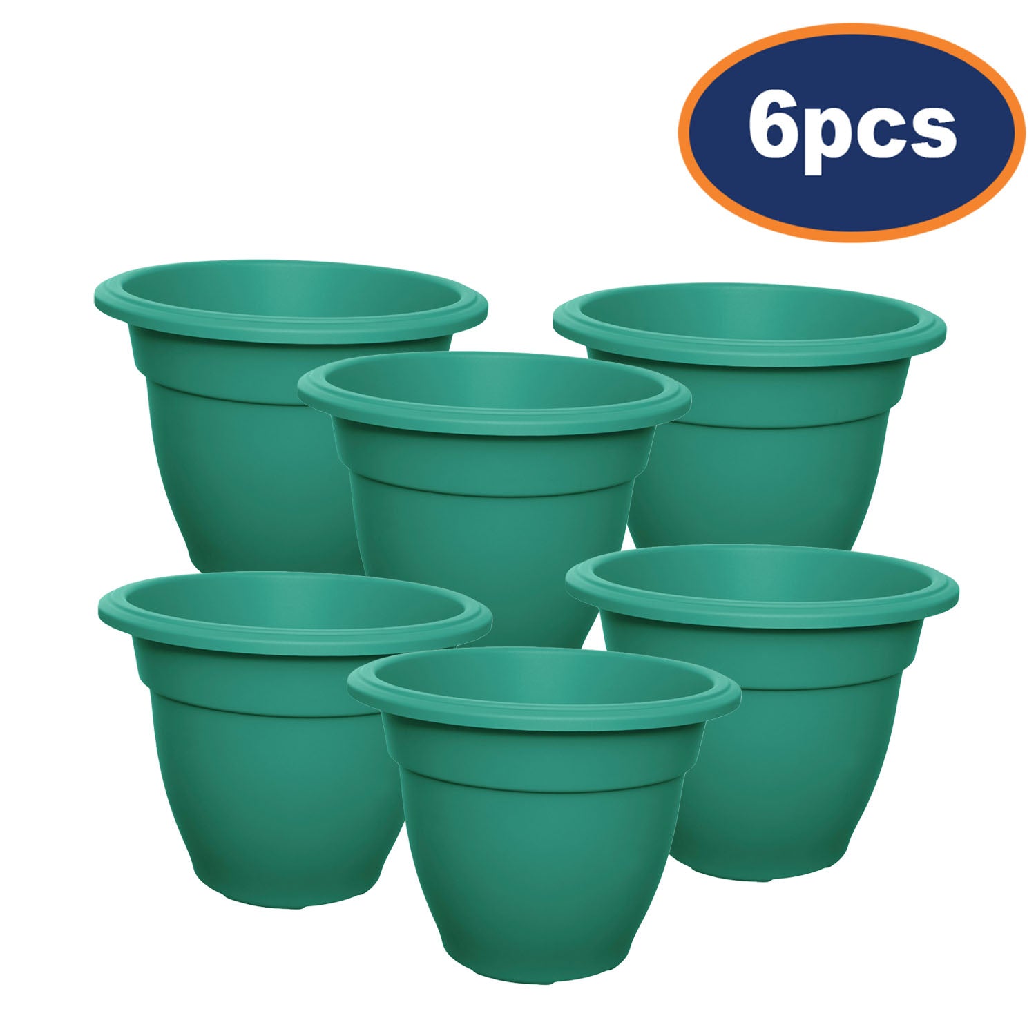 6pc Green 38cm Bell Planter Garden Round