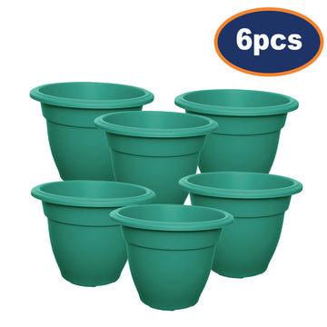 6pc Green 38cm Bell Planter Garden Round