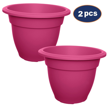 Set of 2 30cm Bell Pot Planter Round Pink Garden