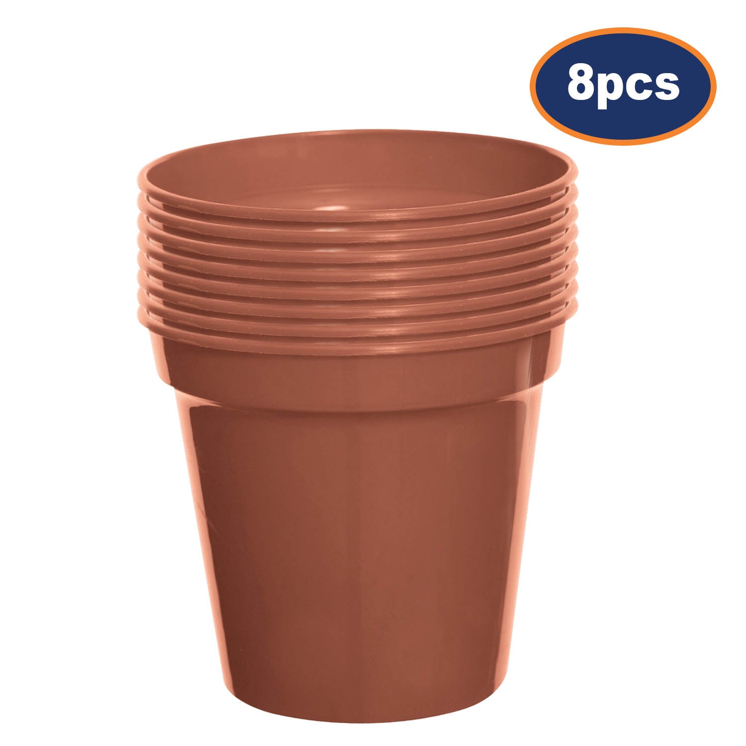 8-Pc 17cm Garden Terracotta Round Planter