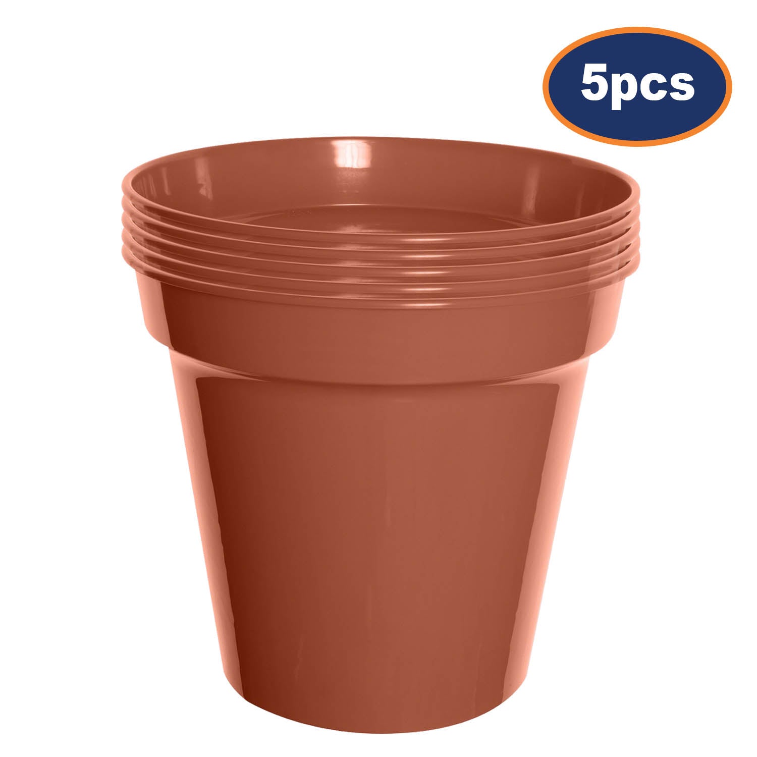 5-Pc 25cm Terracotta Garden Round Planter