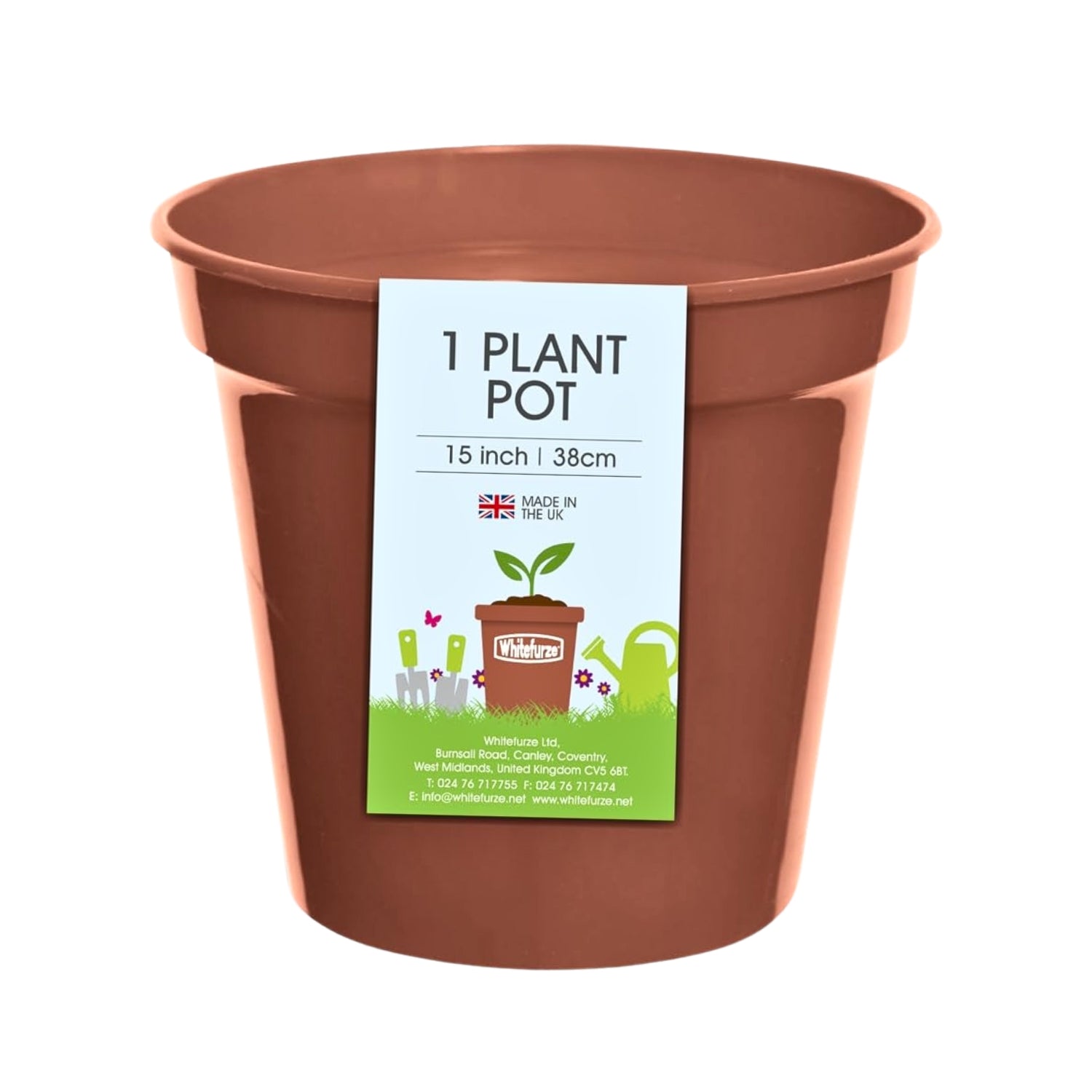 38cm Whitefurze Terracotta Plastic Round Garden Pot