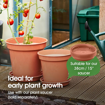 4Pcs 38cm Whitefurze Terracotta Plastic Round Garden Pot