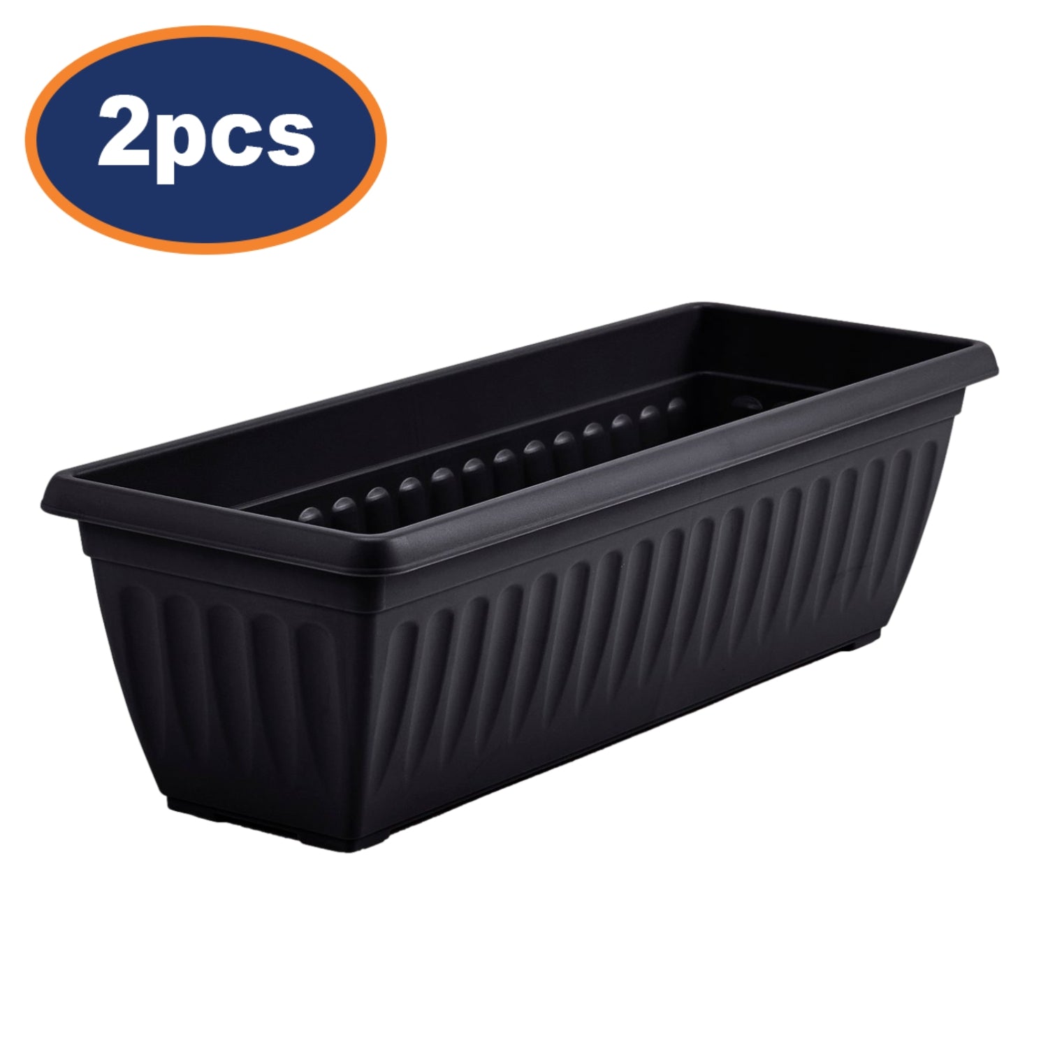 2pcs 60cm Black Window Box Plastic Planter