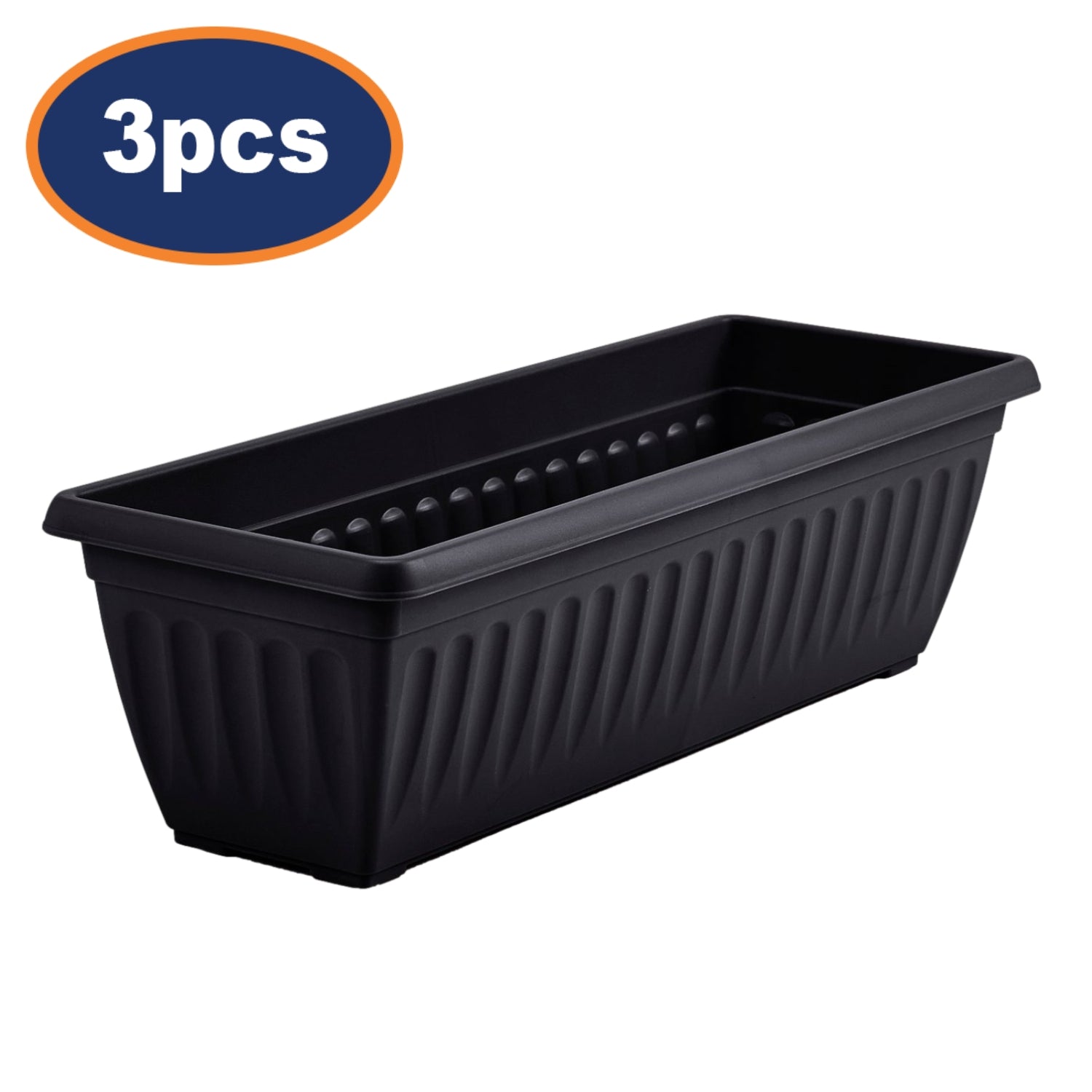 3pcs 60cm  Black Window Box Plastic Planter