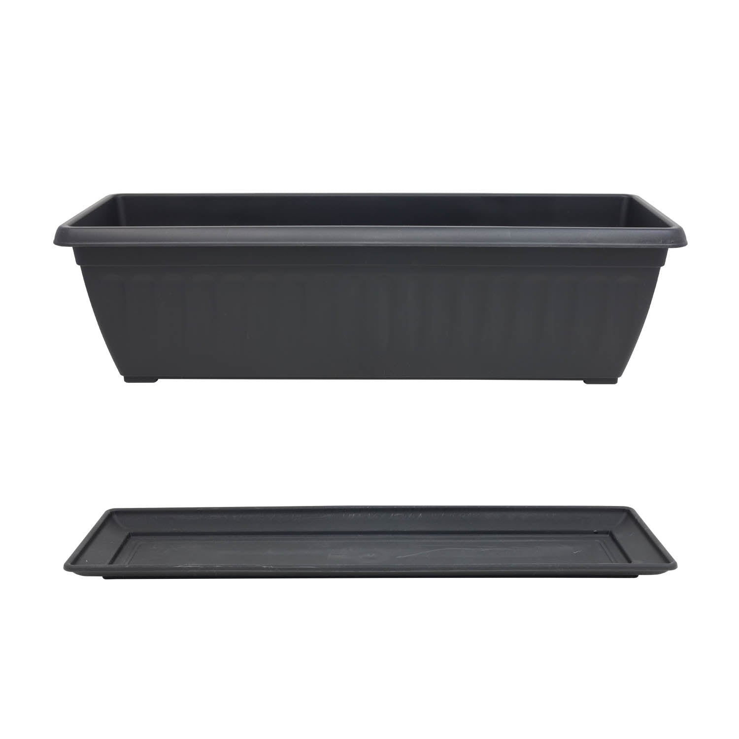 60cm Black Athens Plastic Window Box Planter & Drip Saucer