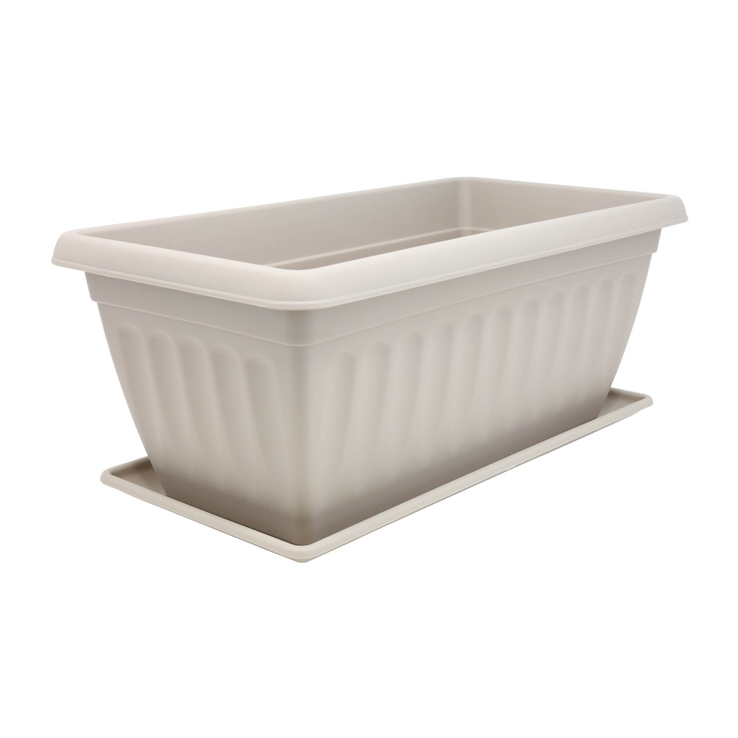 40cm White Venetian Plastic Window Box Planter & Drip Saucer