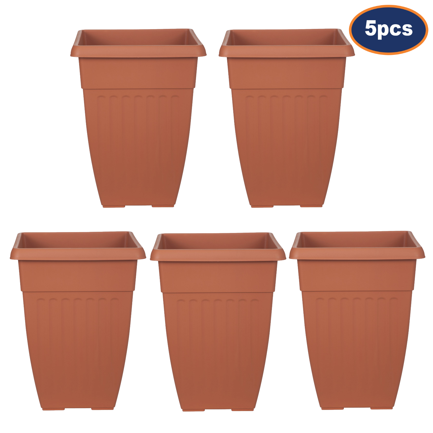 5 pcs 42cm Tall Brown Basic Planter Terracotta