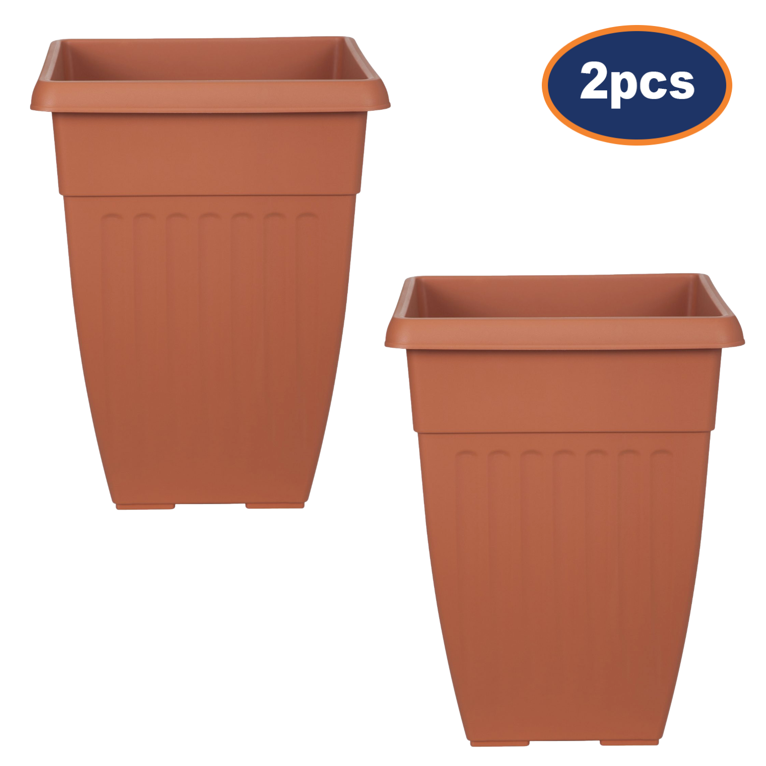 2pcs 42cm Tall Brown Basic Planter Terracotta