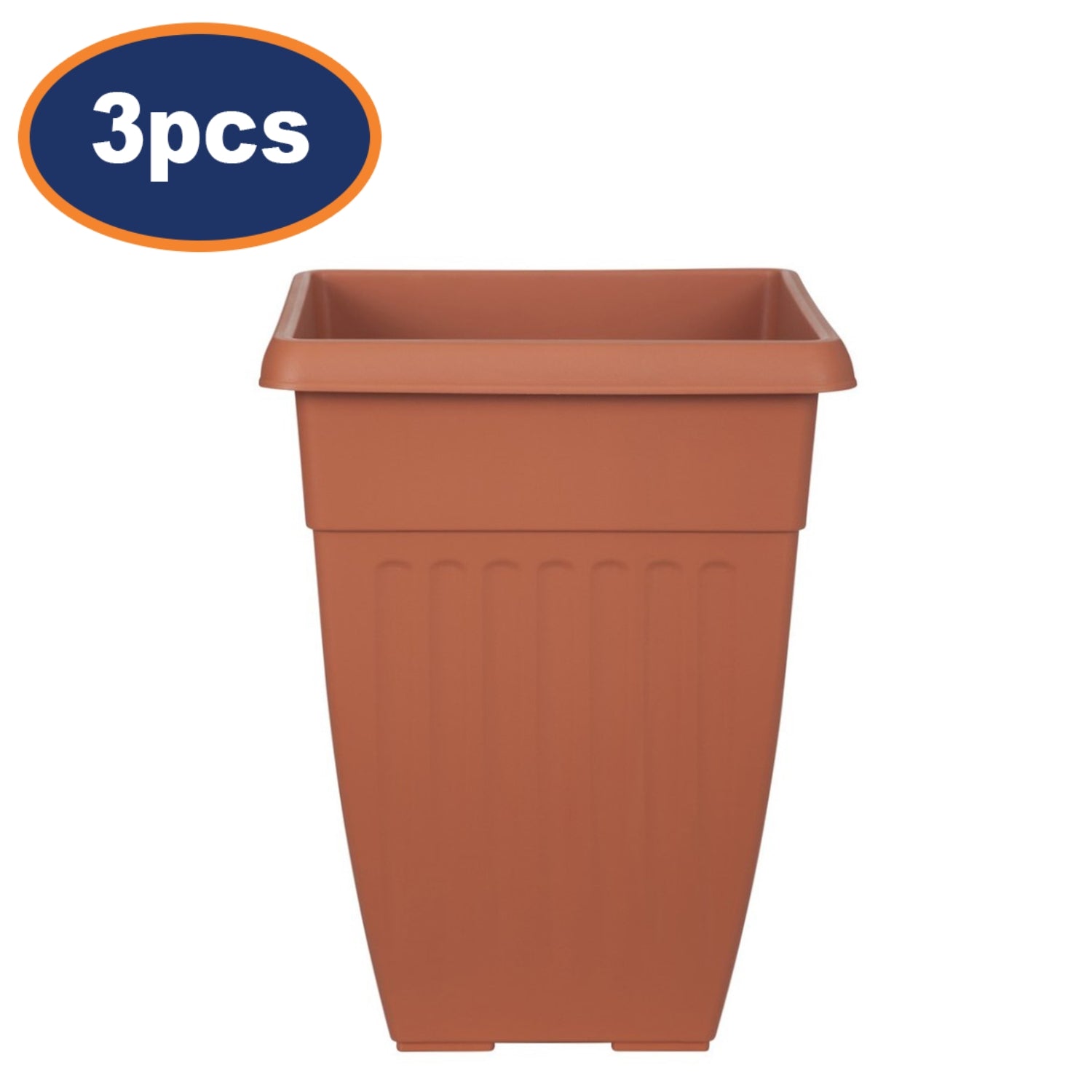 3 pcs 42cm Tall Brown Basic Planter Terracotta