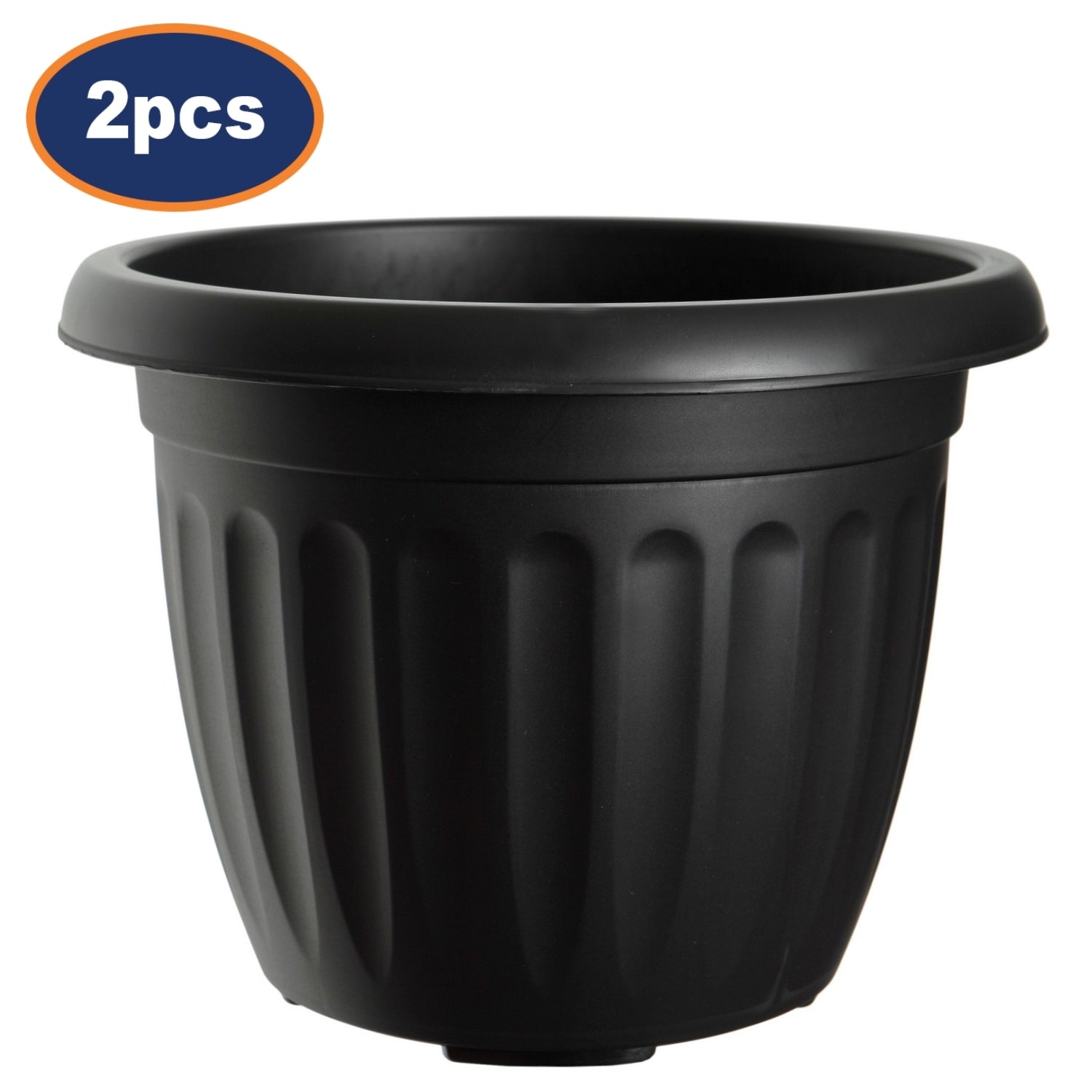 2pcs 30cm Black Round Plastic Planter