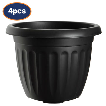 4pcs 30cm Black Round Plastic Planter