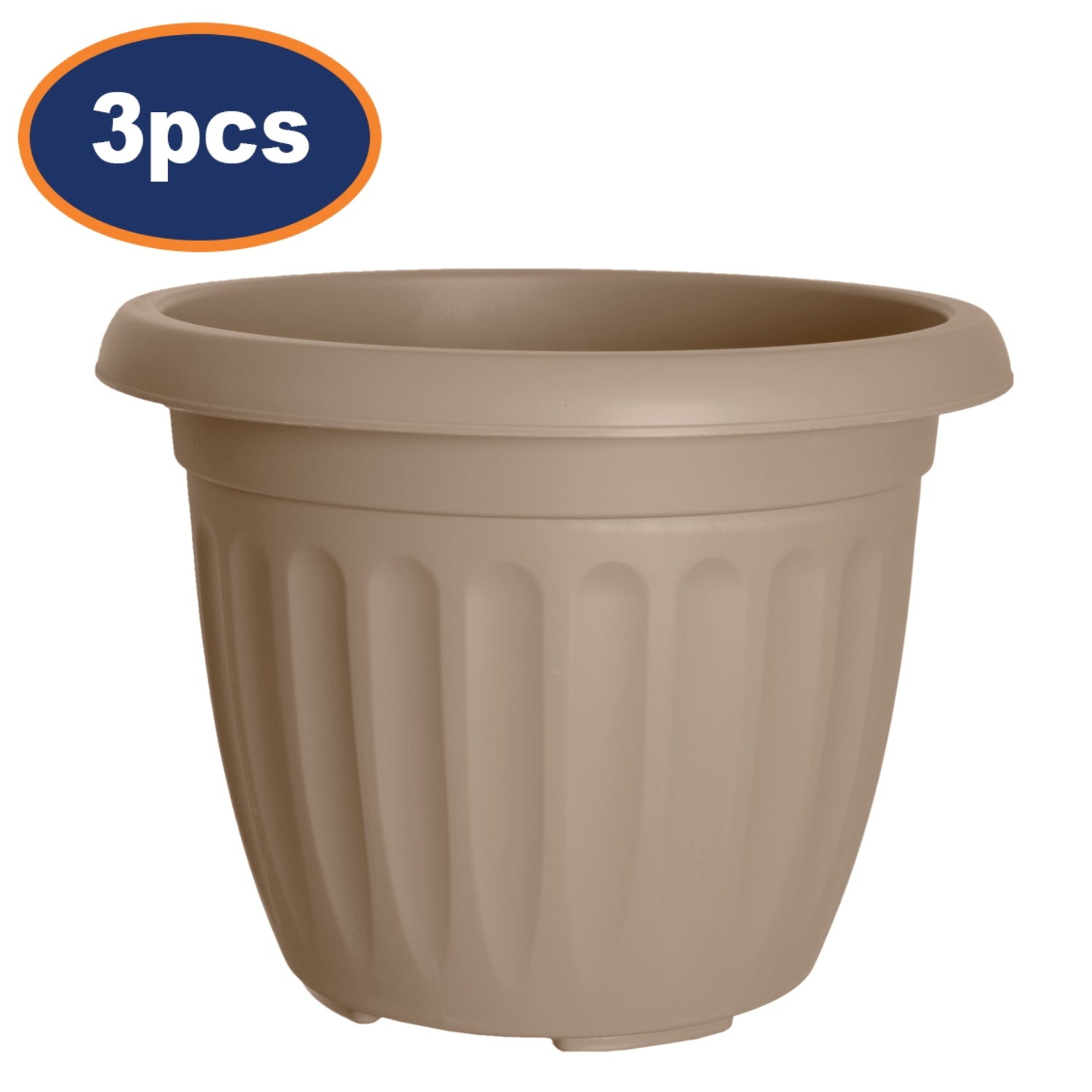 3Pcs 30cm Taupe Round Plastic Planter