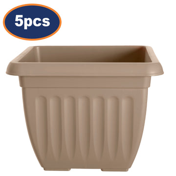 5Pcs 30cm Square Taupe Plastic Planter