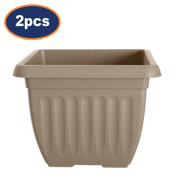 2Pcs 40cm Square Planter Athens Taupe Traditional Garden Pot
