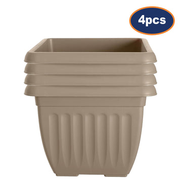 4Pcs 40cm Square Planter Athens Taupe Traditional Garden Pot