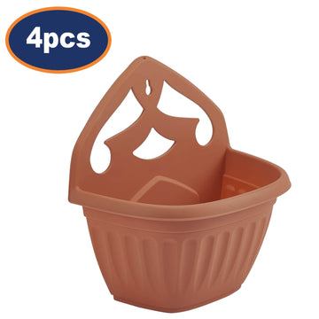 4pcs 32cm Wall Brown Hanging Planter Terracotta
