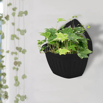 2Pcs 32cm Wall Hanging Planter Plastic Athens Flower Pot Black Garden Basket