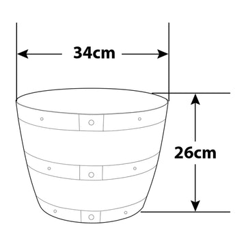 34cm Black Barrel Plastic Planter