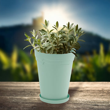 29cm Tall Round Boston Sage Green Flower Pot