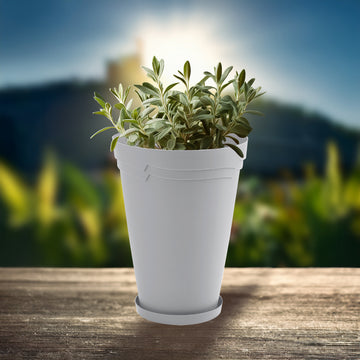 29cm Tall Round Boston Stone Grey Flower Pot