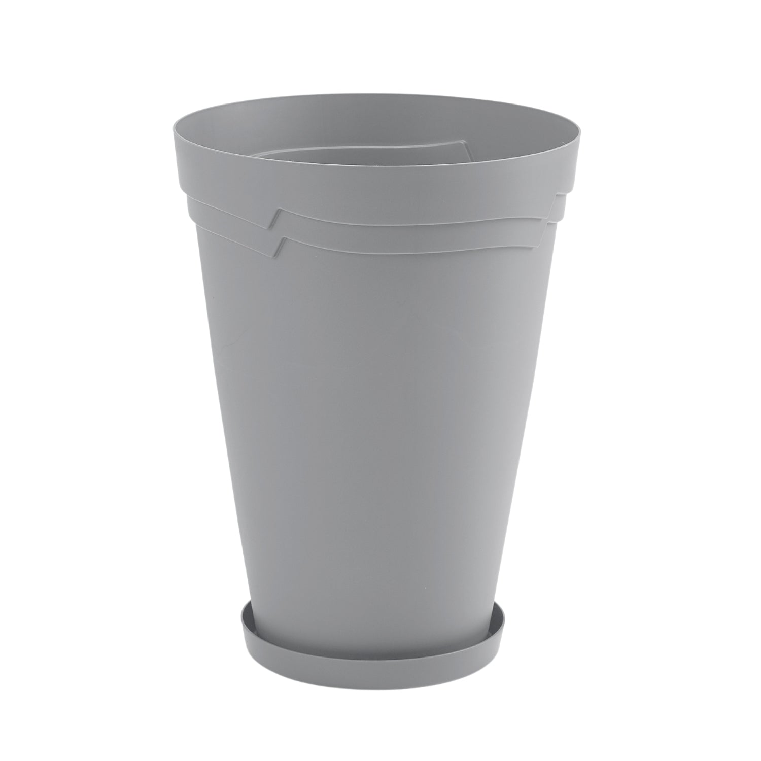 34cm Tall Round Boston Stone Grey Flower Pot